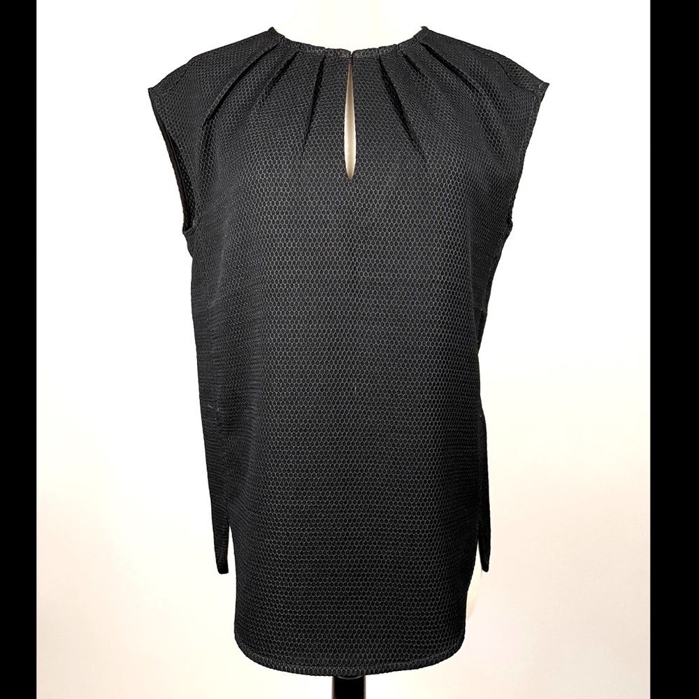 J. Crew Black Honeycomb-Weave Cap-Sleeve Tunic
